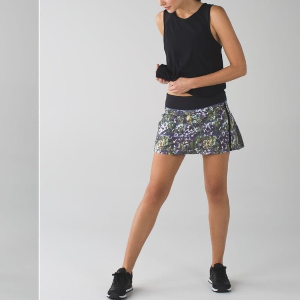 Lululemon Pace Rival Skirt II Skort Floral Stretch Shorts Zip Pocket Tennis 4